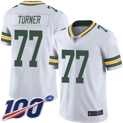 Green Bay Packers Limited White Men #77 Turner Billy Road Jersey Nike NFL 100th Season Vapor Untouchable->youth nfl jersey->Youth Jersey